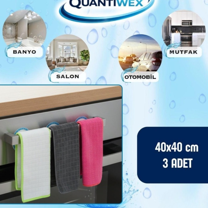 40x40 3’lü Mikrofiber Cam Bezi Seti – İz Bırakmayan Sihirli Temizlik ve Oto Kurulama Bezi